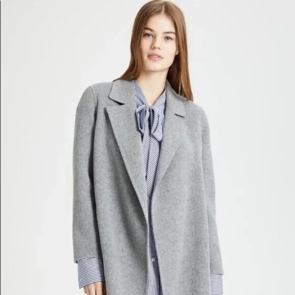 Theory Sileena Wool Cashmere Buffalo Plaid Open Coat Size Small